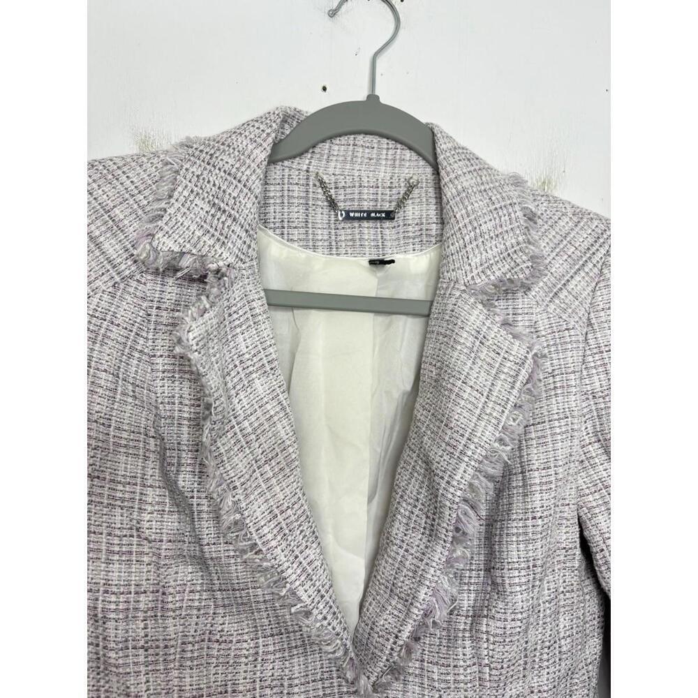Whbm Blazer Womens 8 Tweed Fringe Cropped Feminine Girly Corpcore Lavender - Picture 5 of 8